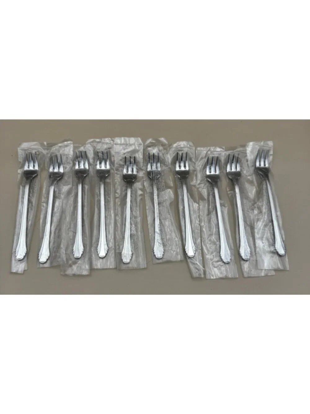 10 NEW Gorham CALAIS Seafood Cocktail Forks Stainless Steel Elegant